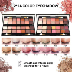 KARUIZI palettes ombres a paupiere 2x14 couleurs, déclinaisons variées pour tous les looks