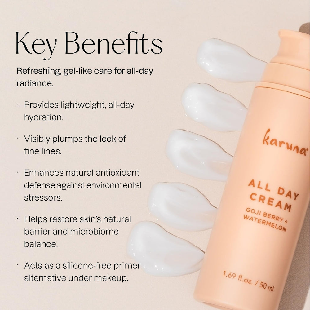 Karuna All Day Moisturizing Gel Cream watermelon extract highlights hydrating properties