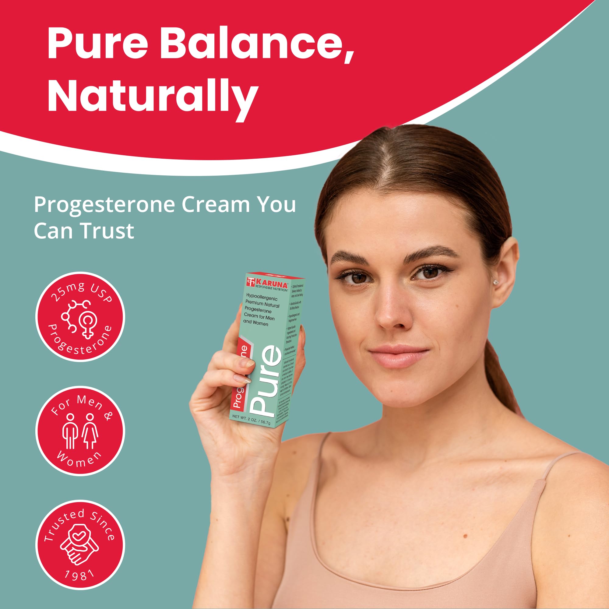 Karuna Progesterone Pure – application cutanée avec absorption rapide.