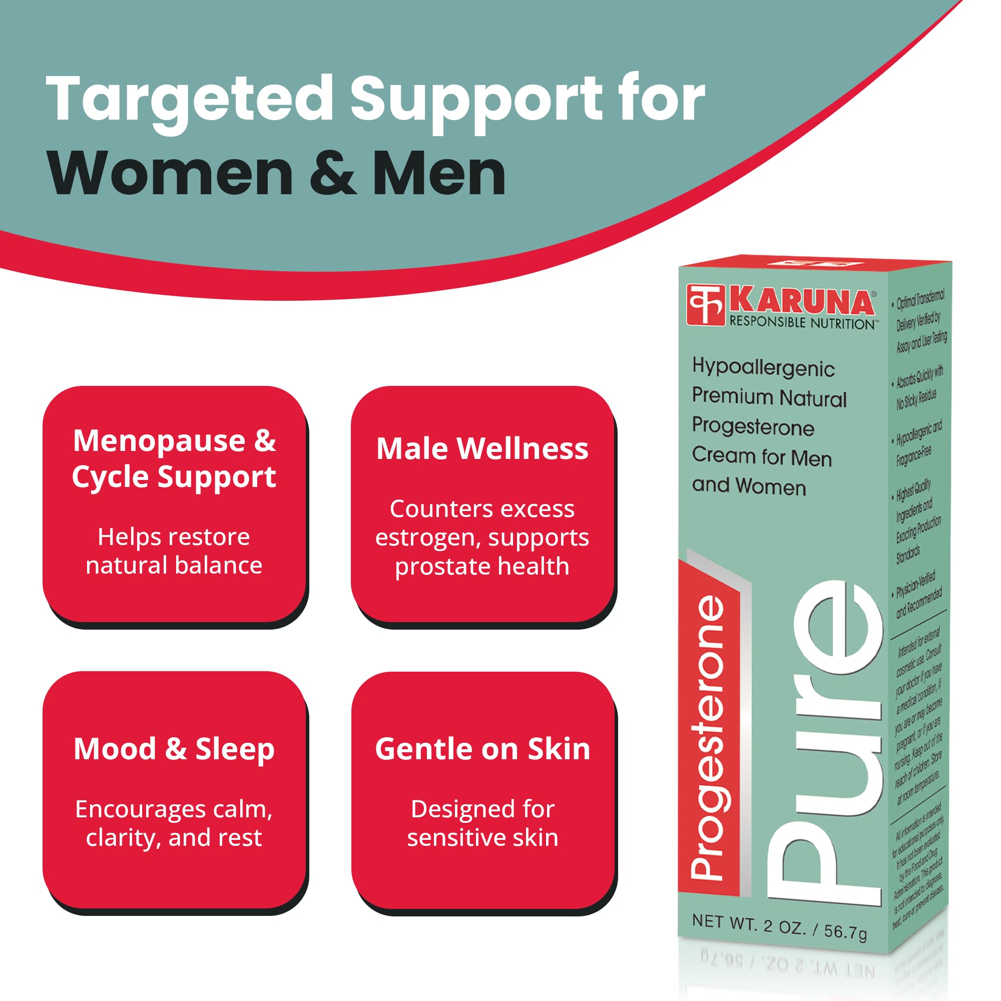 Karuna Progesterone Pure – texture soyeuse et non grasse pour la peau.
