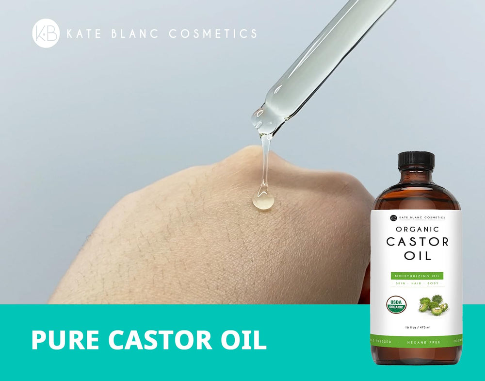 Kate Blanc Castor Oil eyelash focus for fuller-looking lashes and defined brows.