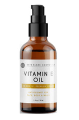 Kate Blanc Cosmetics huile vitamine E, bouteille, hydratation durable pour la peau.