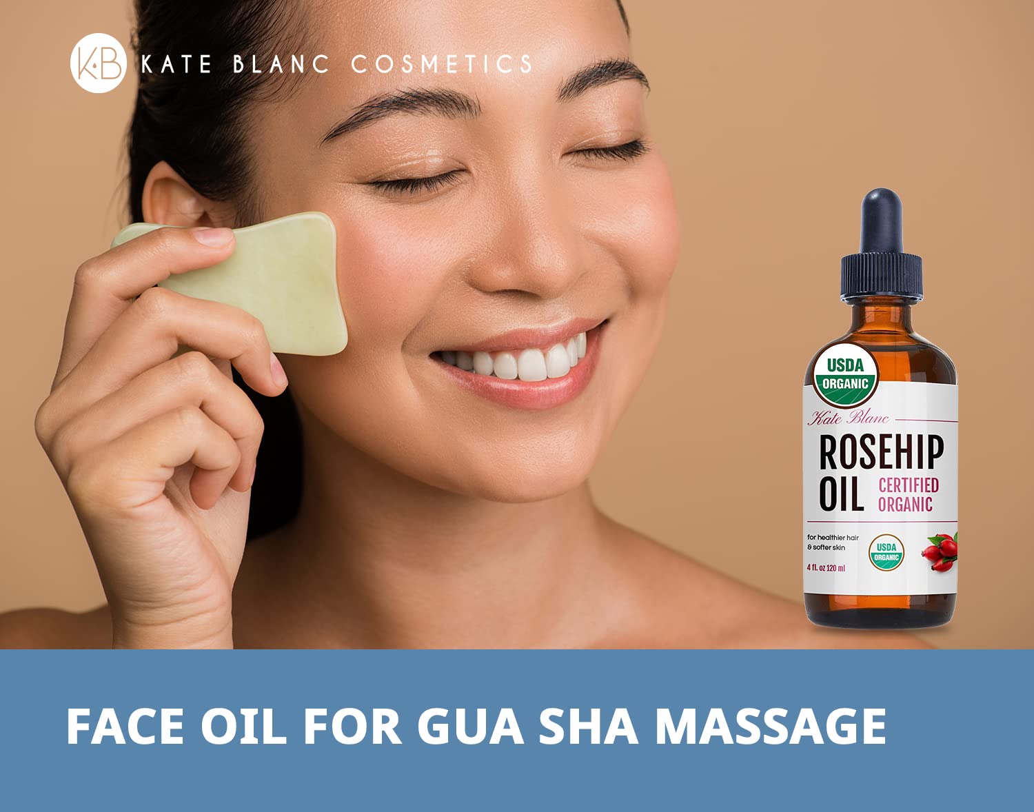 Kate Blanc Cosmetics Rosehip Oil – pré-step-dermaplaning, préparation douce pour la peau.