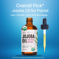 Huile de jojoba Kate Blanc pour cheveux, assouplissante et anti-frisottis naturelle.