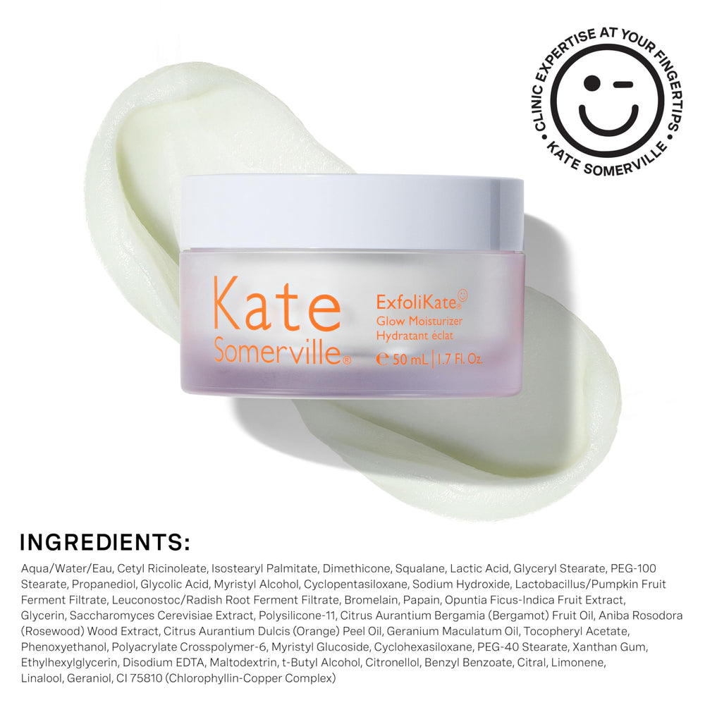 Résultats cliniques observables avec Kate Somerville ExfoliKate Glow Moisturizer: luminosité et hydratation.