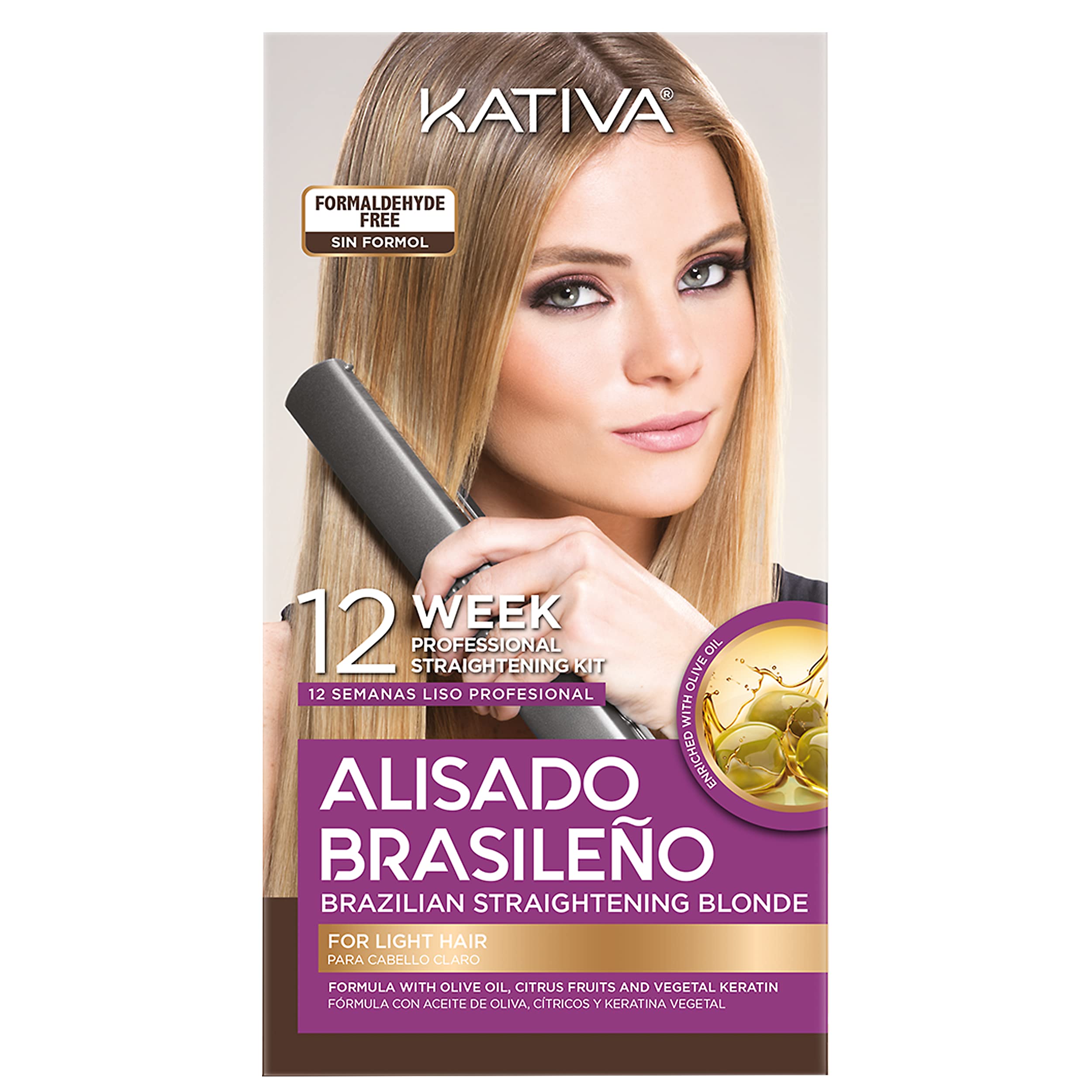 Shampoing prétraitement KATIVA Blonde préparant le lissage et le soin.