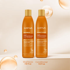 KATIVA Après-shampoing post-keratine sans sel, flacon facilitant le démêlage.