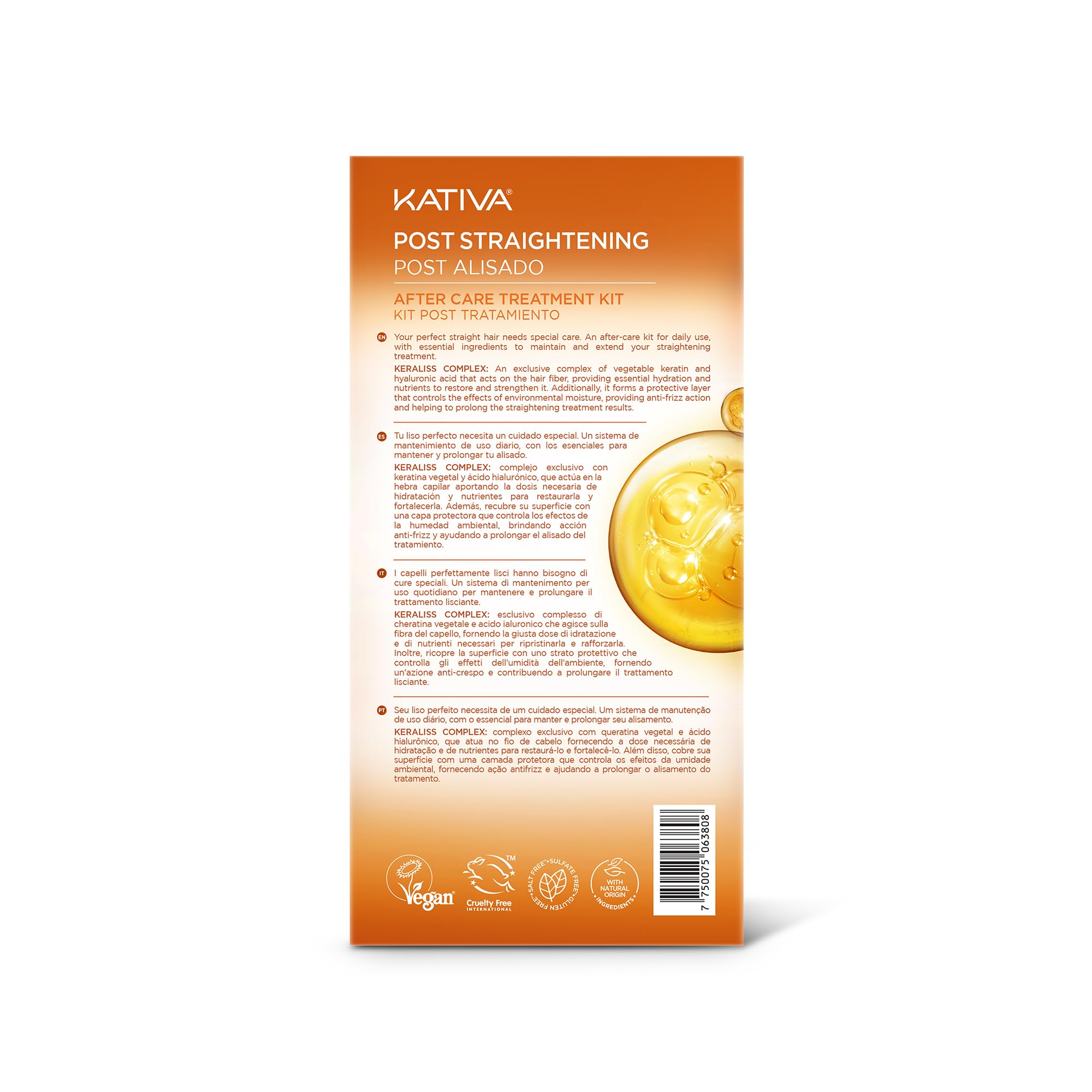 KATIVA Routine maison post-keratine, utilisation simple dans votre rituel capillaire.