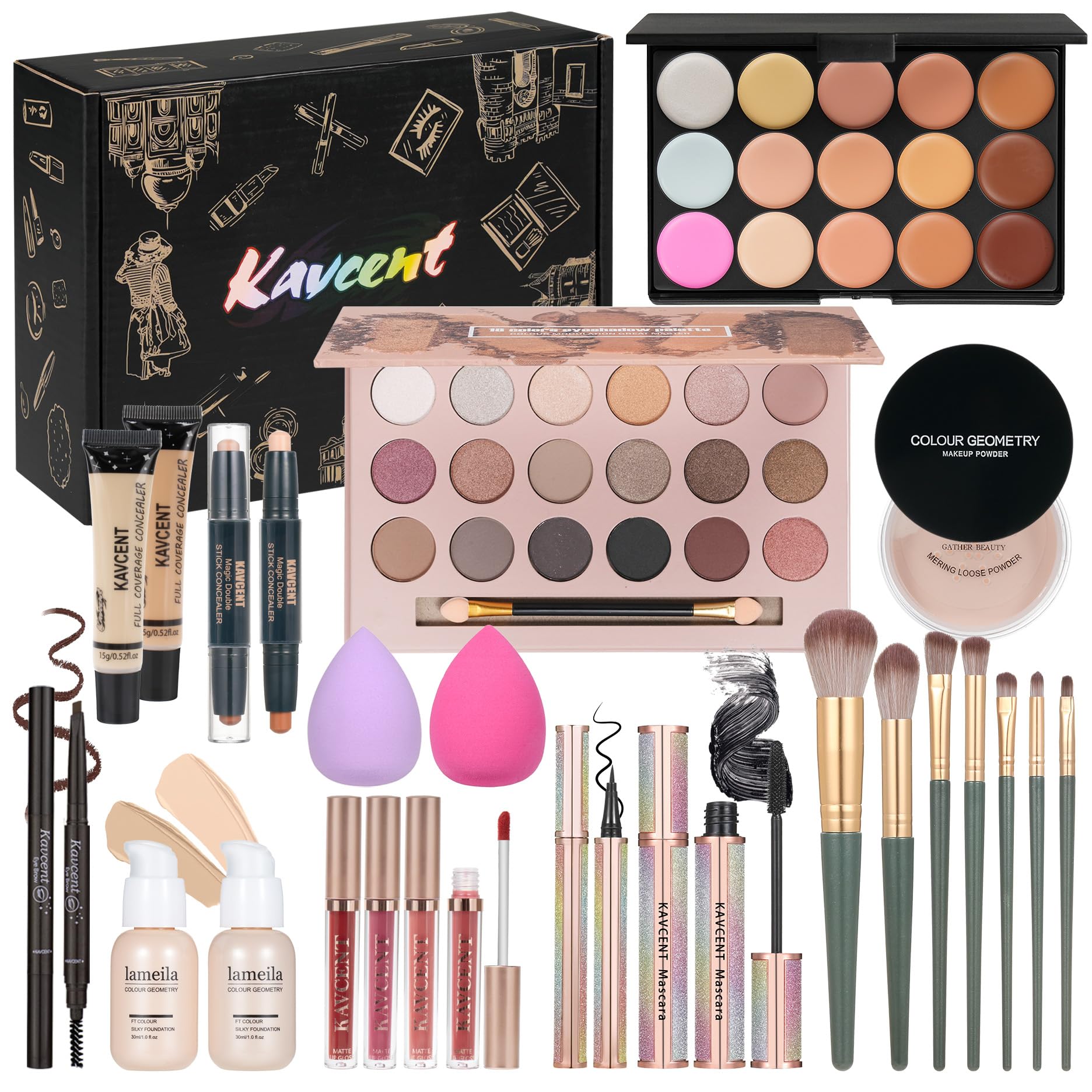 KAVCENT coffret maquillage 18 ombres pour des regards expressifs et polyvalents.