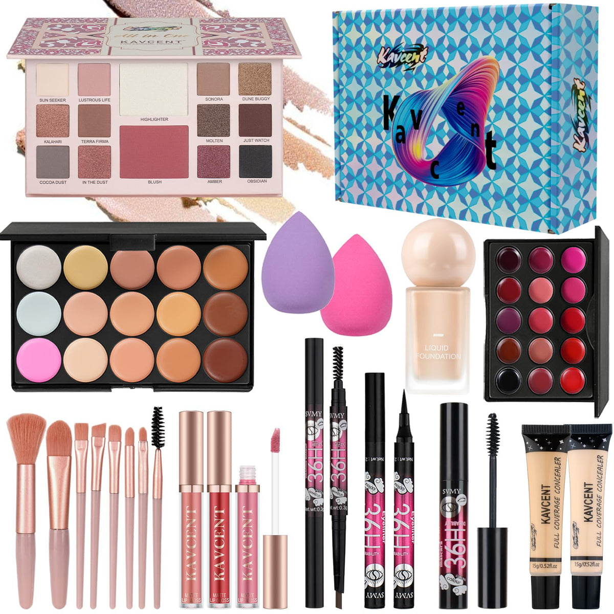 KAVCENT coffret maquillage avec palette 14 couleurs pour créer un look personnalisé