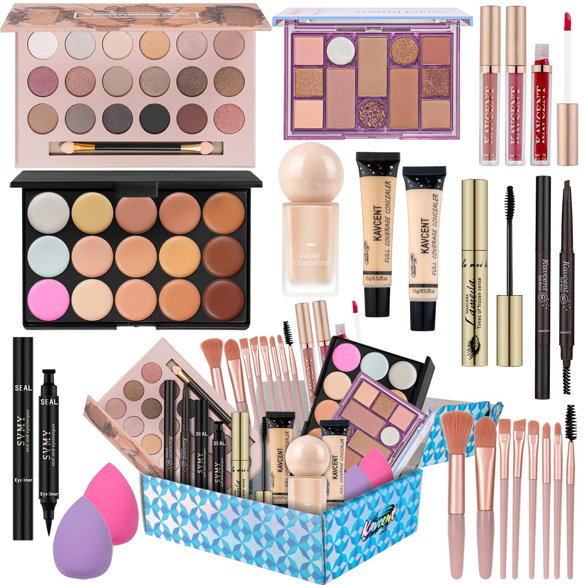 KAVCENT coffret maquillage ensemble palette yeux pour un look complet et polyvalent.