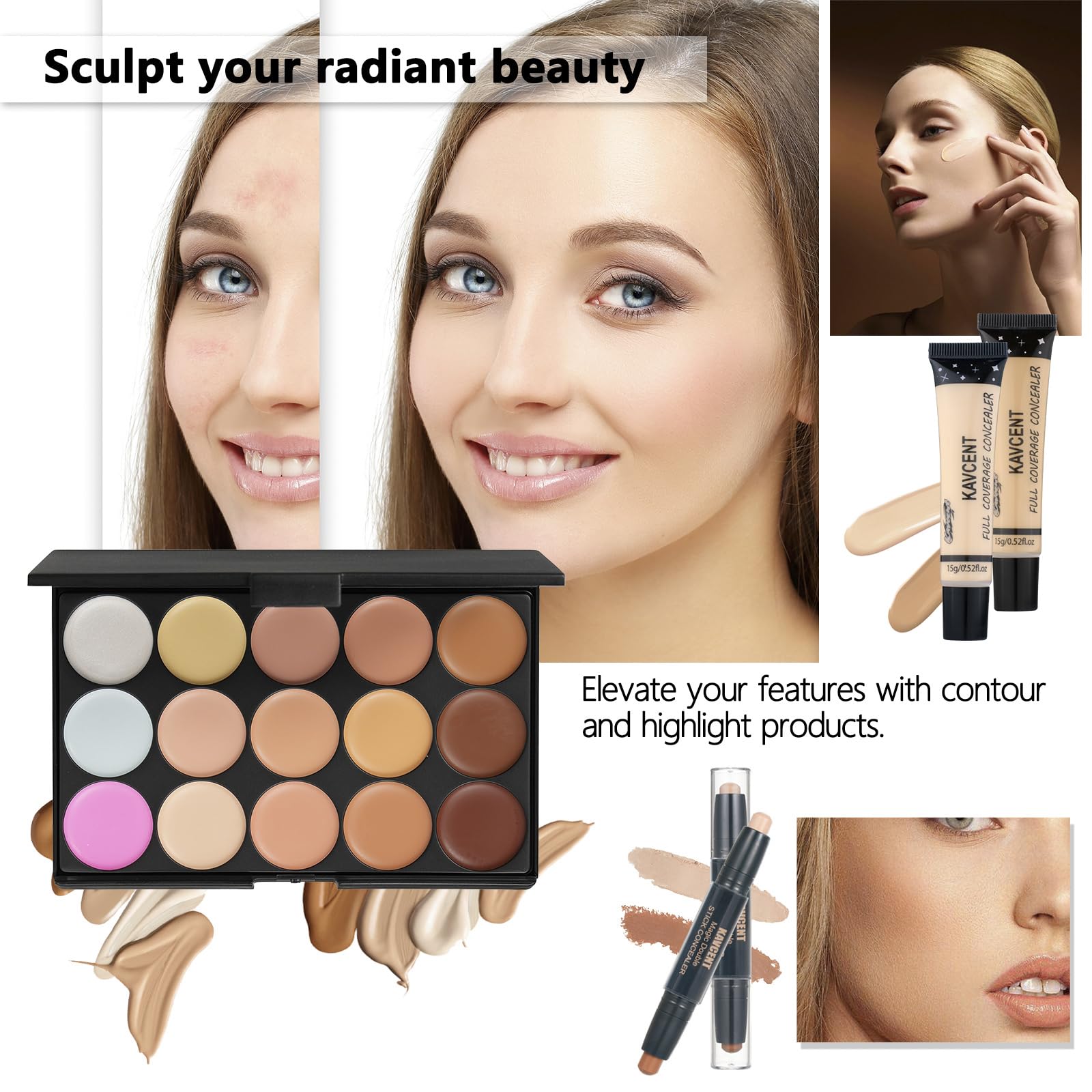 KAVCENT kit beauté polyvalent pour looks quotidiens et occasions