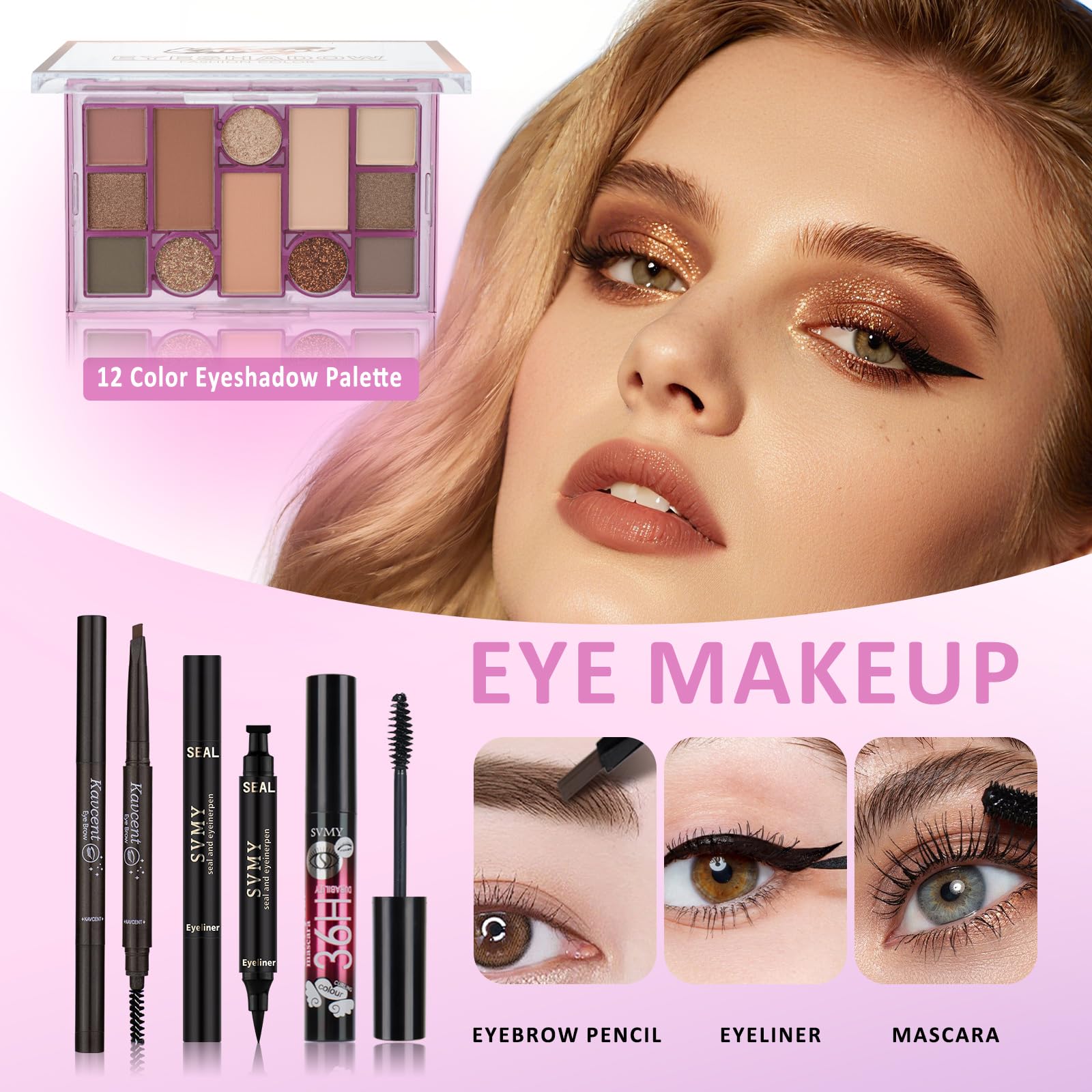KAVCENT palette yeux polyvalente pour looks jour et soirée