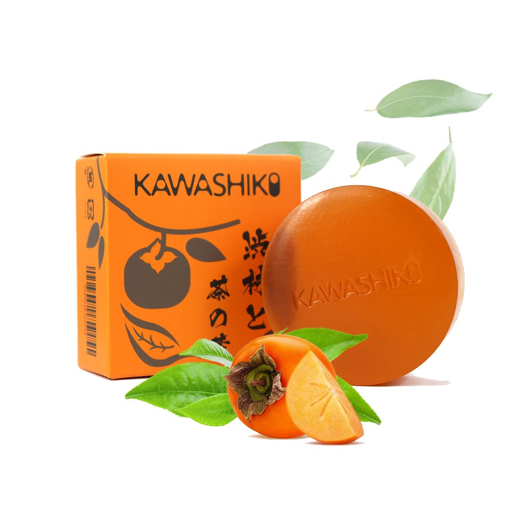 KAWASHIKI Savon kaki japonais 100 g – Thé vert et kaki pour éliminer les odeurs corporelles chez les hommes et les femmes