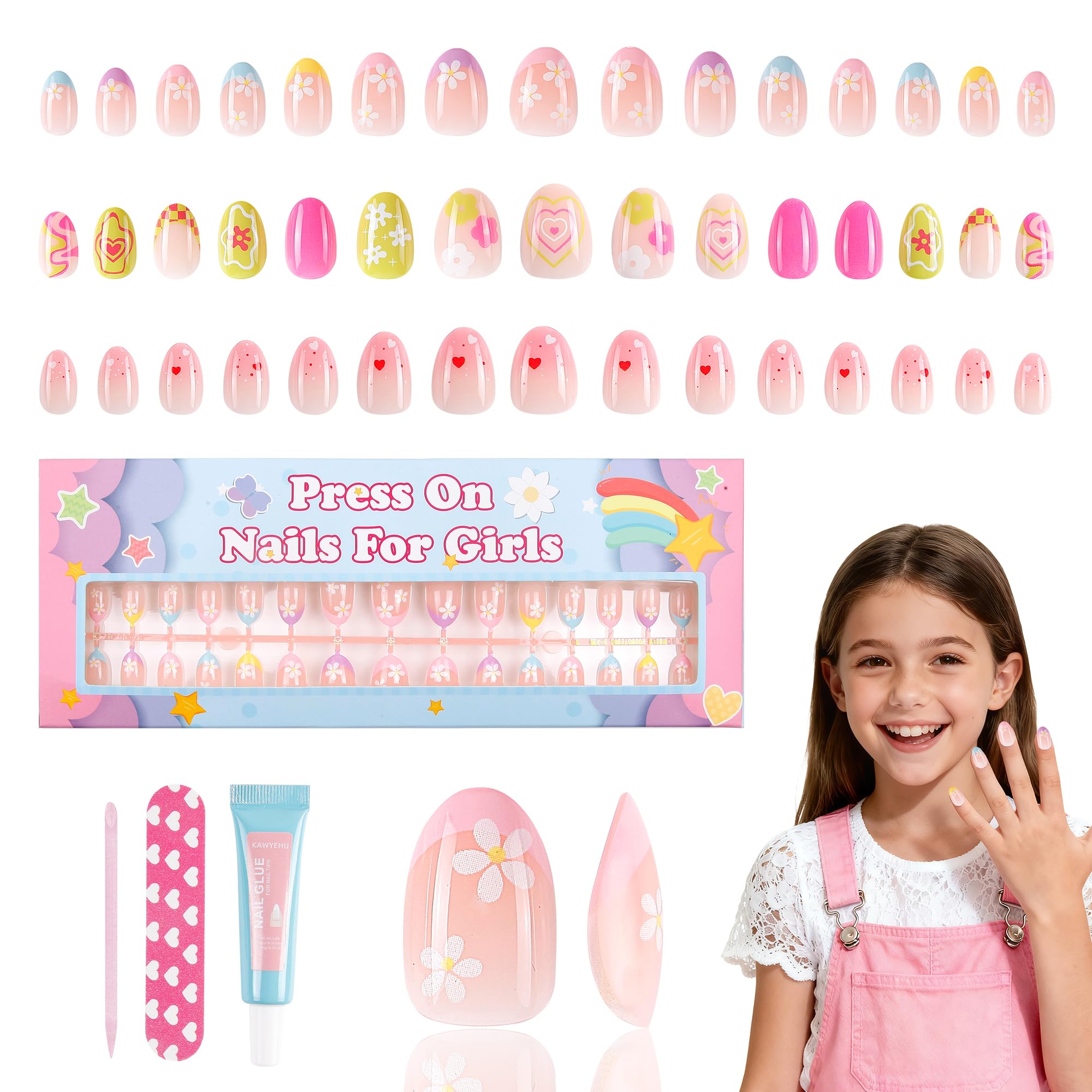 Kawyehu onglets enfants style 1, couleur vive et pose rapide sans UV