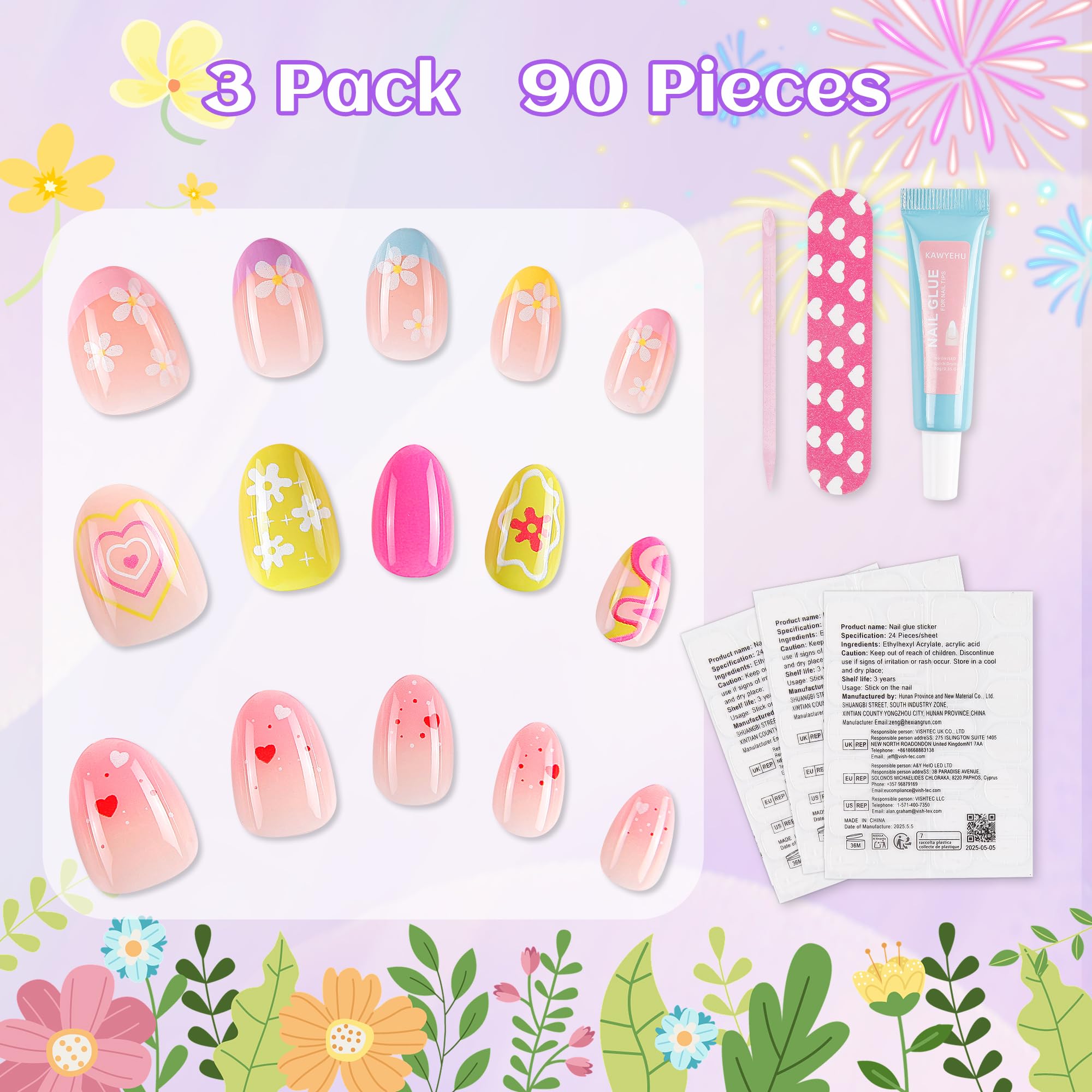 Kawyehu onglets enfants style 3, design pastel pour fêtes et jeux