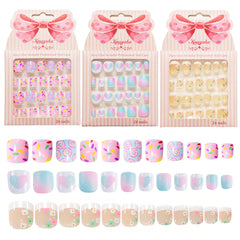 Kawyehu ensemble d'ongles à poser pour enfants, 72 pièces, idéal pour des décorations festives.