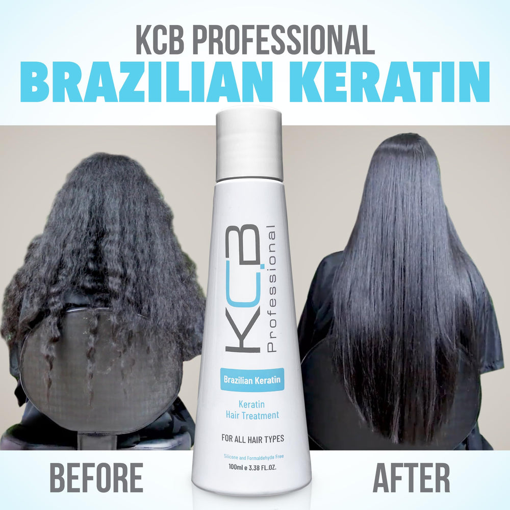 KCB Professional Kératine Brésilienne – Avant/après montrant lissage et maîtrise des frisottis.