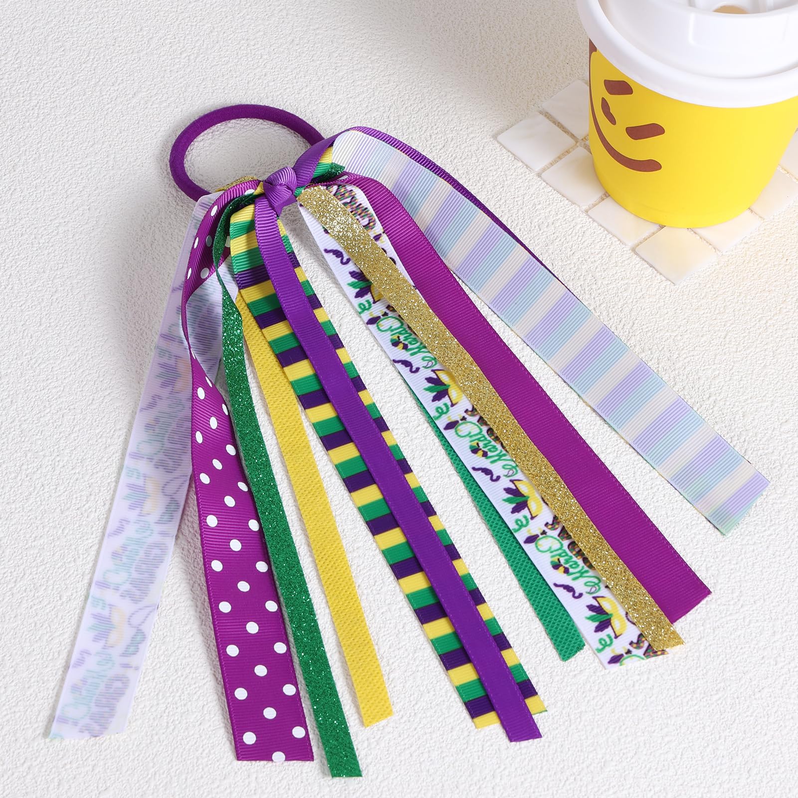 KCHIES Mardi Gras élastique pour cheveux de 8,7 pouces assurant un maintien