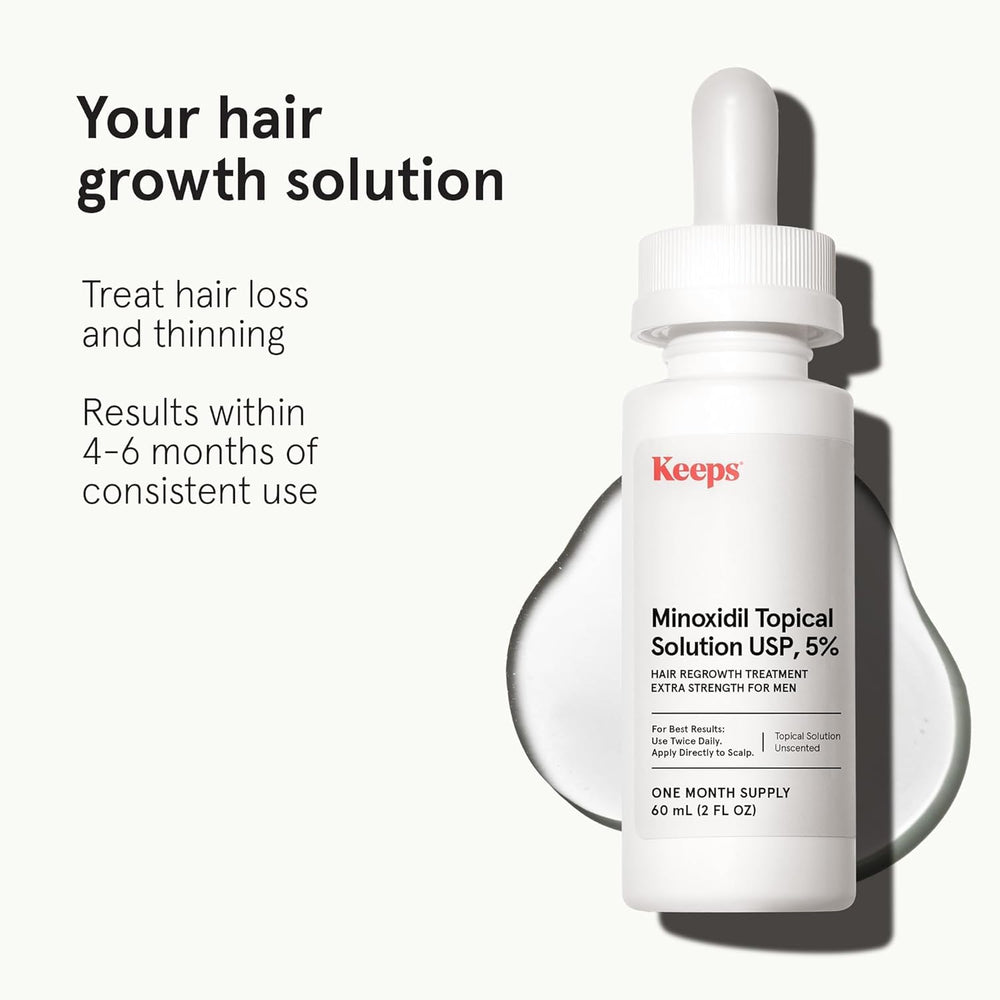Keeps Minoxidil: goutte-applicateur, application précise sur le cuir chevelu.