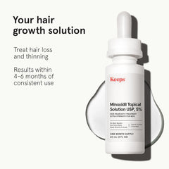 Keeps Minoxidil: goutte-applicateur, application précise sur le cuir chevelu.