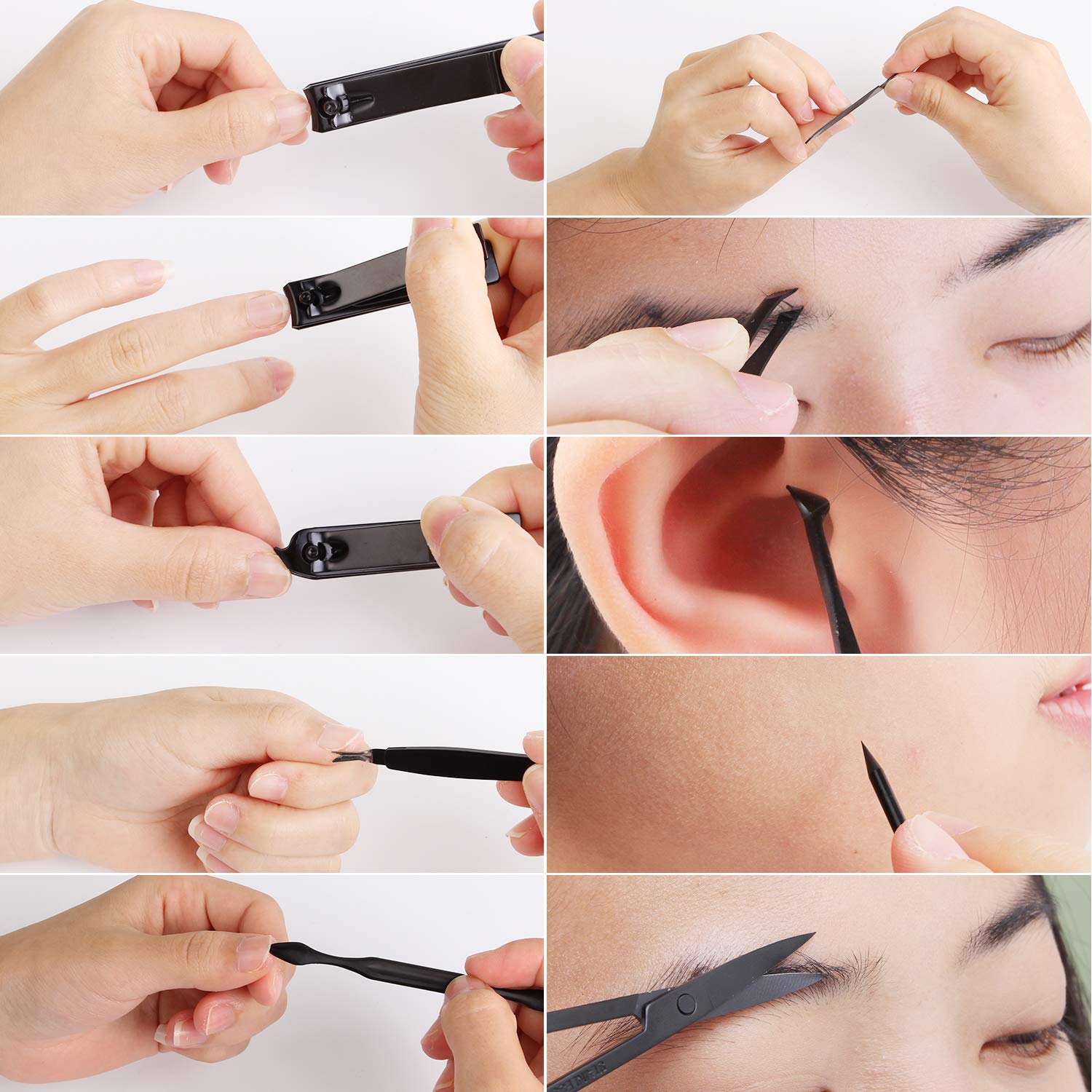 Ensemble d’outils mani‑cure Keiby Citom, 10 pièces noir, soins complets