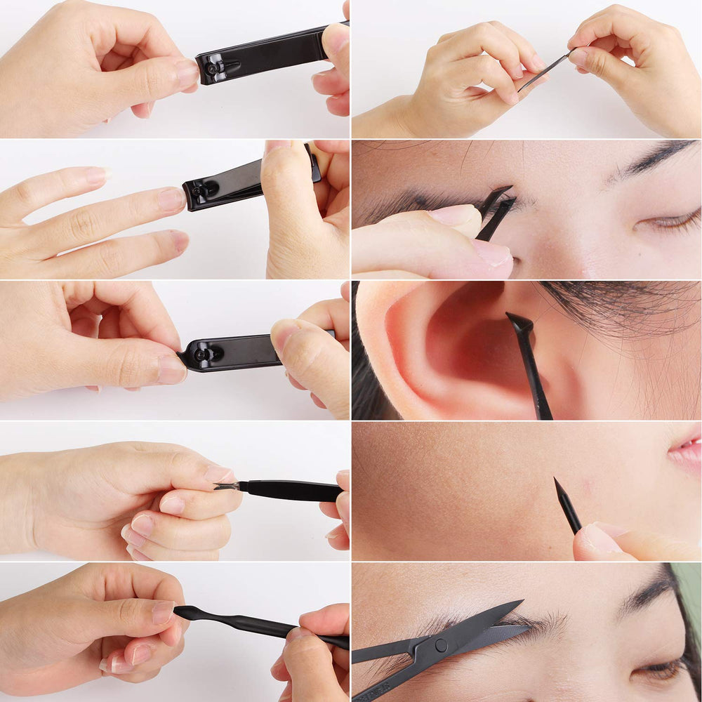 Ensemble d’outils mani‑cure Keiby Citom, 10 pièces noir, soins complets