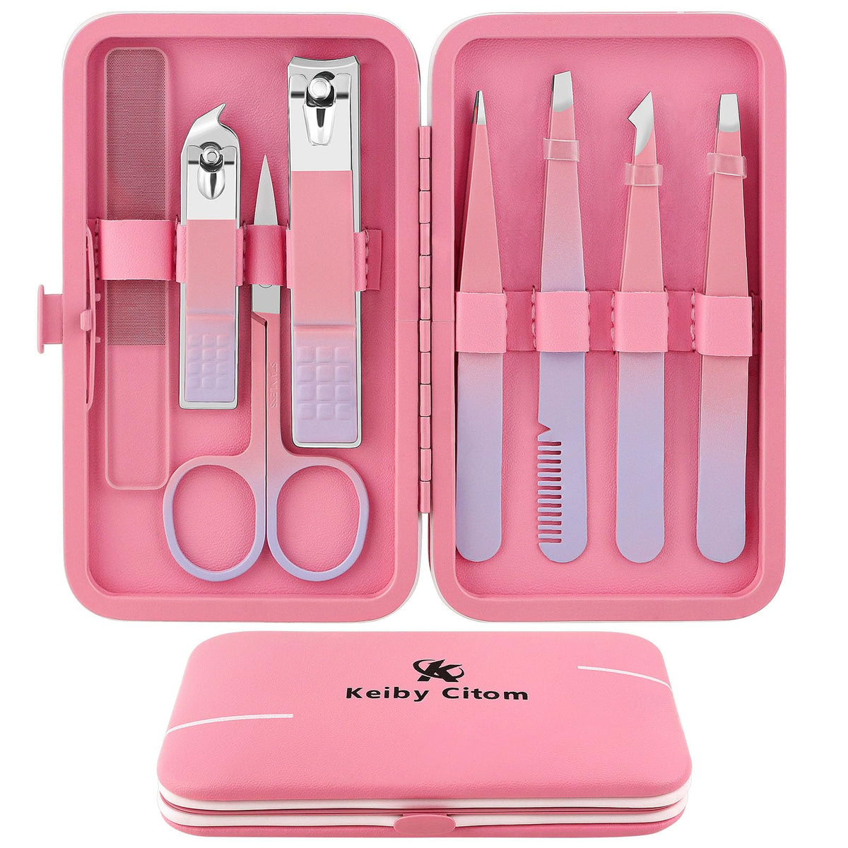 Keiby Citom ensemble pinces 8 pièces rose, précision pour sourcils et visage