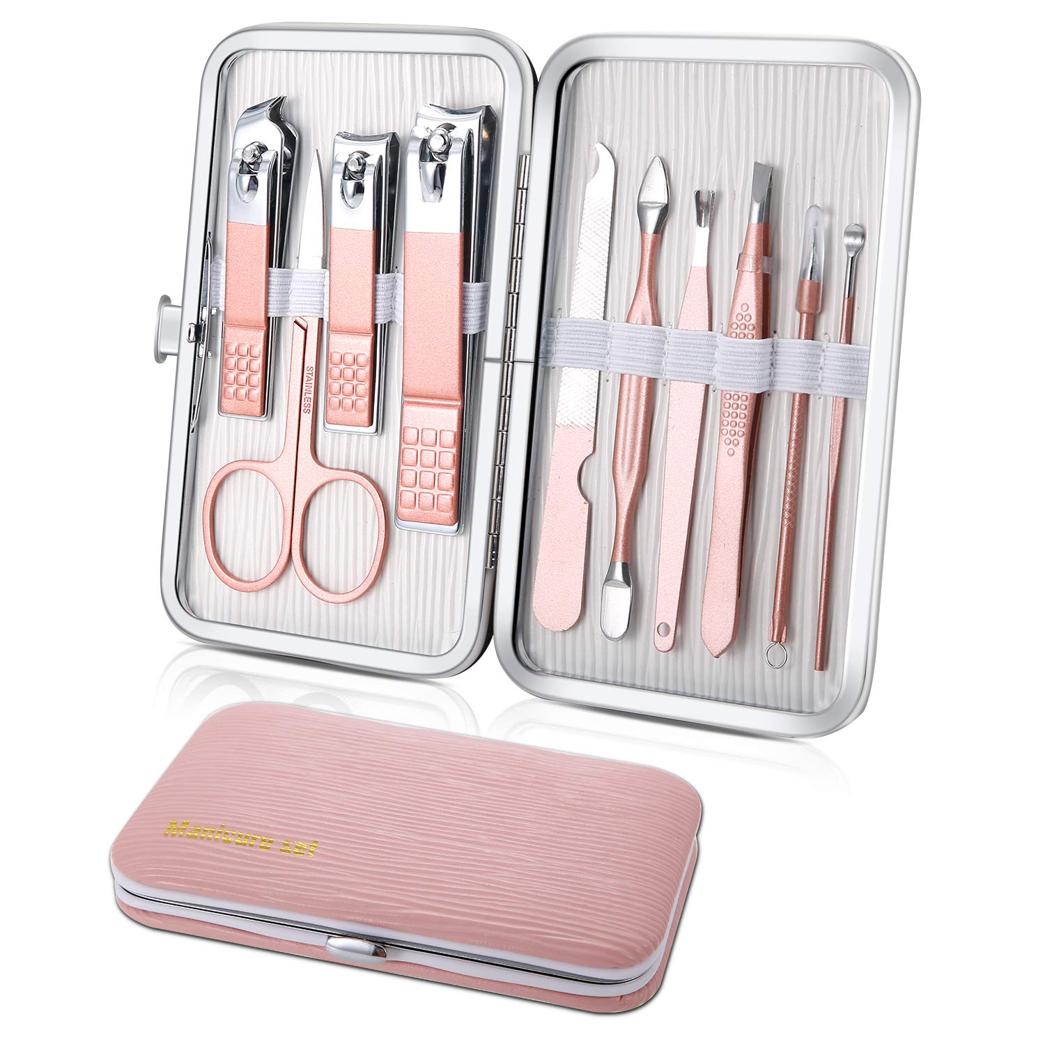 Keiby Citom kit manucure portable rose, pratique pour voyages et usage quotidien.