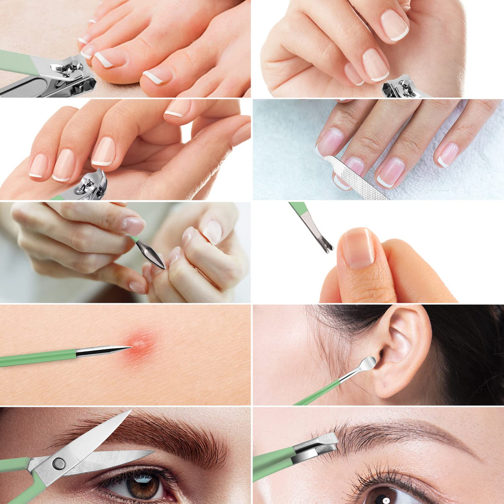Keiby Citom kit soin ongles vert, outil polyvalent pour usage domestique et déplacements.