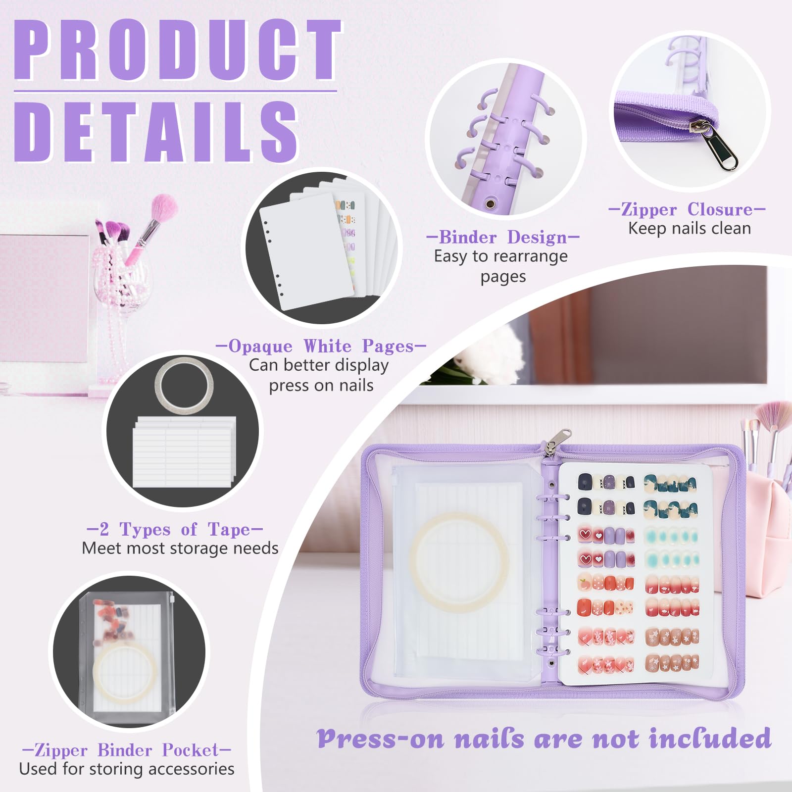KEIFIN Pages d'insertion A5 pour ongles, affichage net et compact.