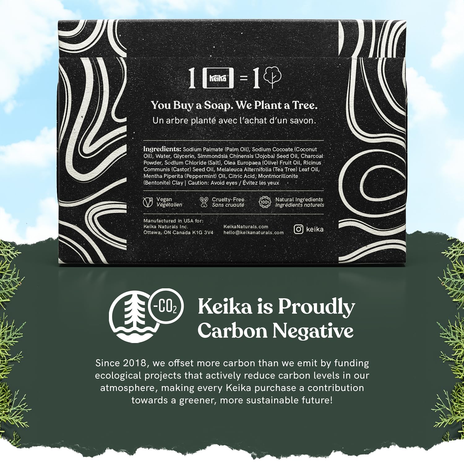 Keika Savon Charbon Noir – texture dense et mousse crémeuse.