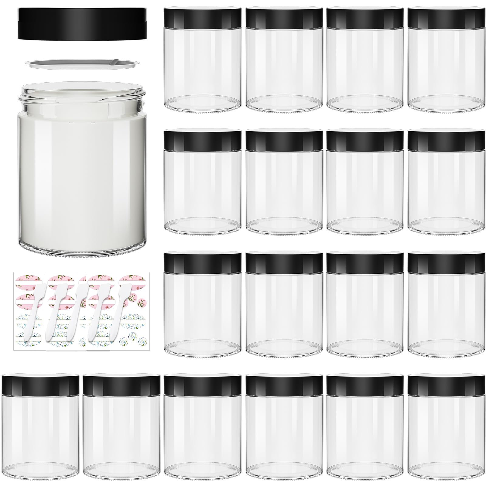 Bocaux Keketin en verre clair 8 oz ensemble prêt à ranger vos cosmétiques.