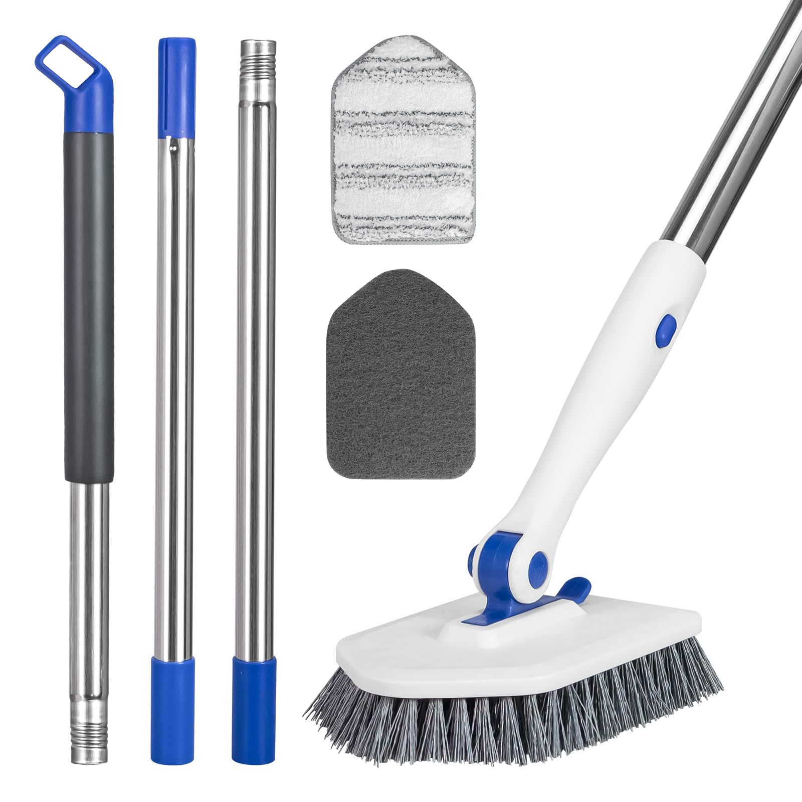 Brosse Keleekelin avec poignée ajustable longue, facilite le nettoyage en hauteur.