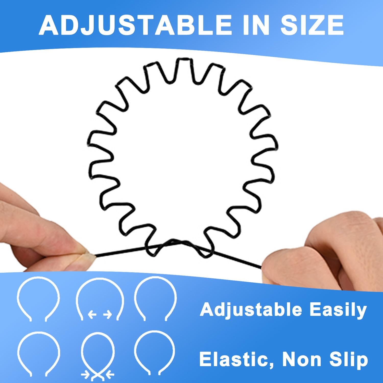 Bandeau métallique KELUBATU elasticité ajustable pour cheveux courts ou bouclés
