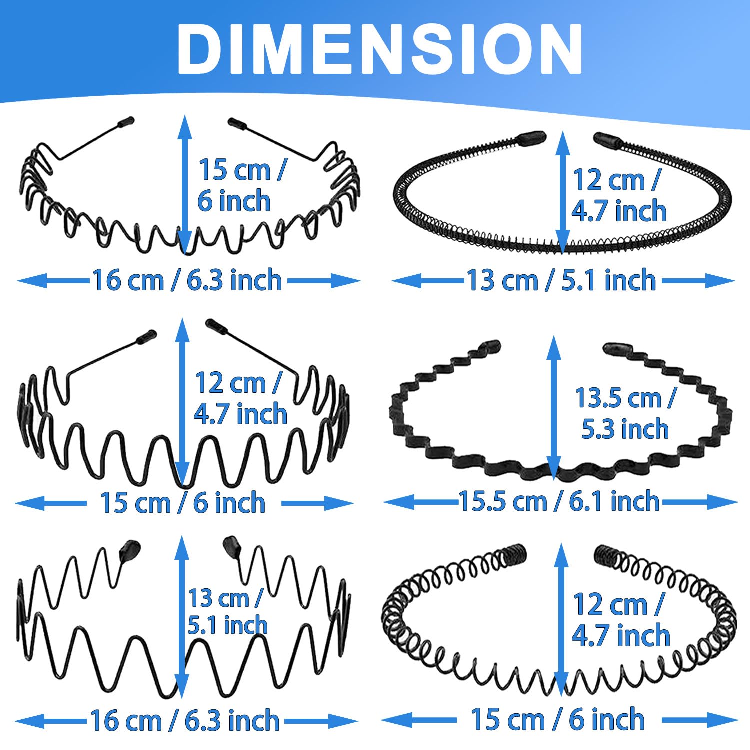 KELUBATU 6-pack bandeaux métalliques, rotation pratique et style varié
