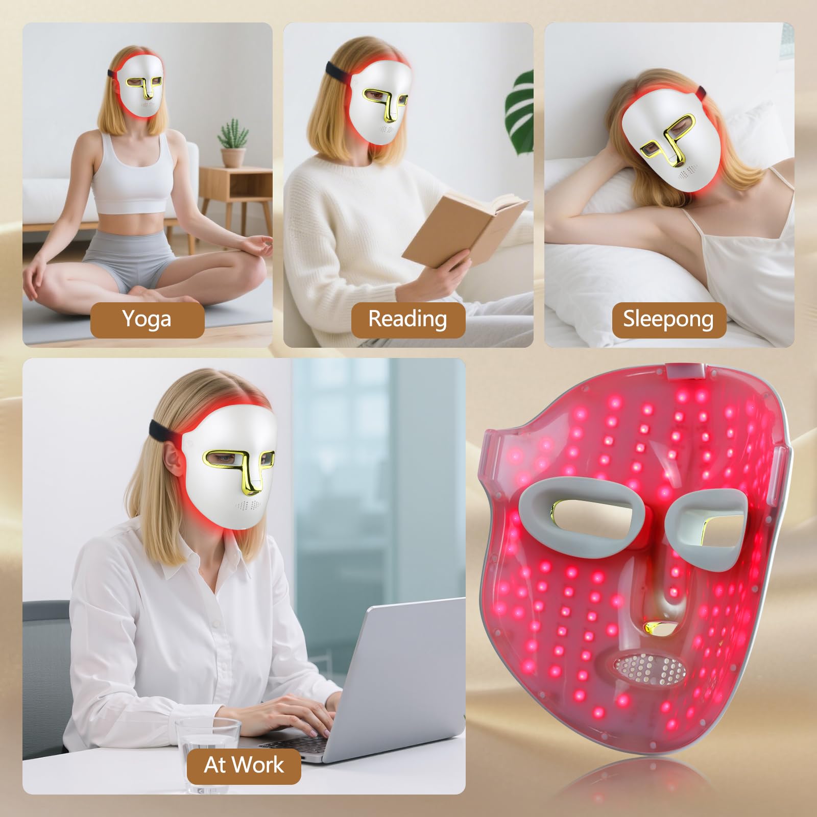 Masque LED sans fil Kelyoo rechargeables, usage pratique et nomade.