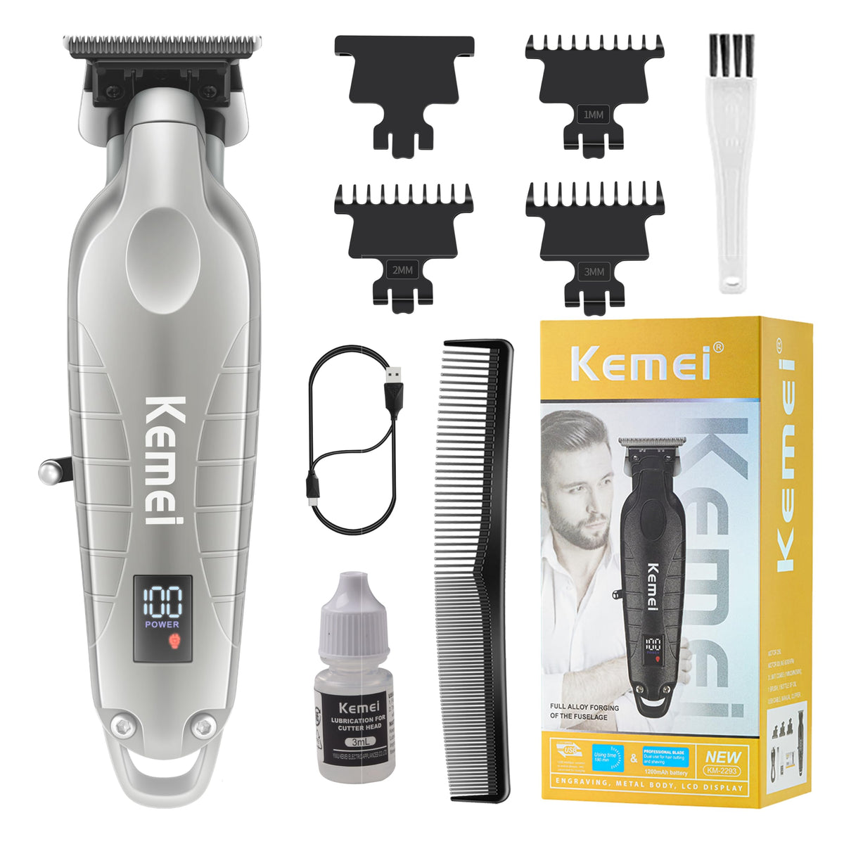 KEMEI 2293 Tondeuse lame-T précise pour un rasage net et confortable.