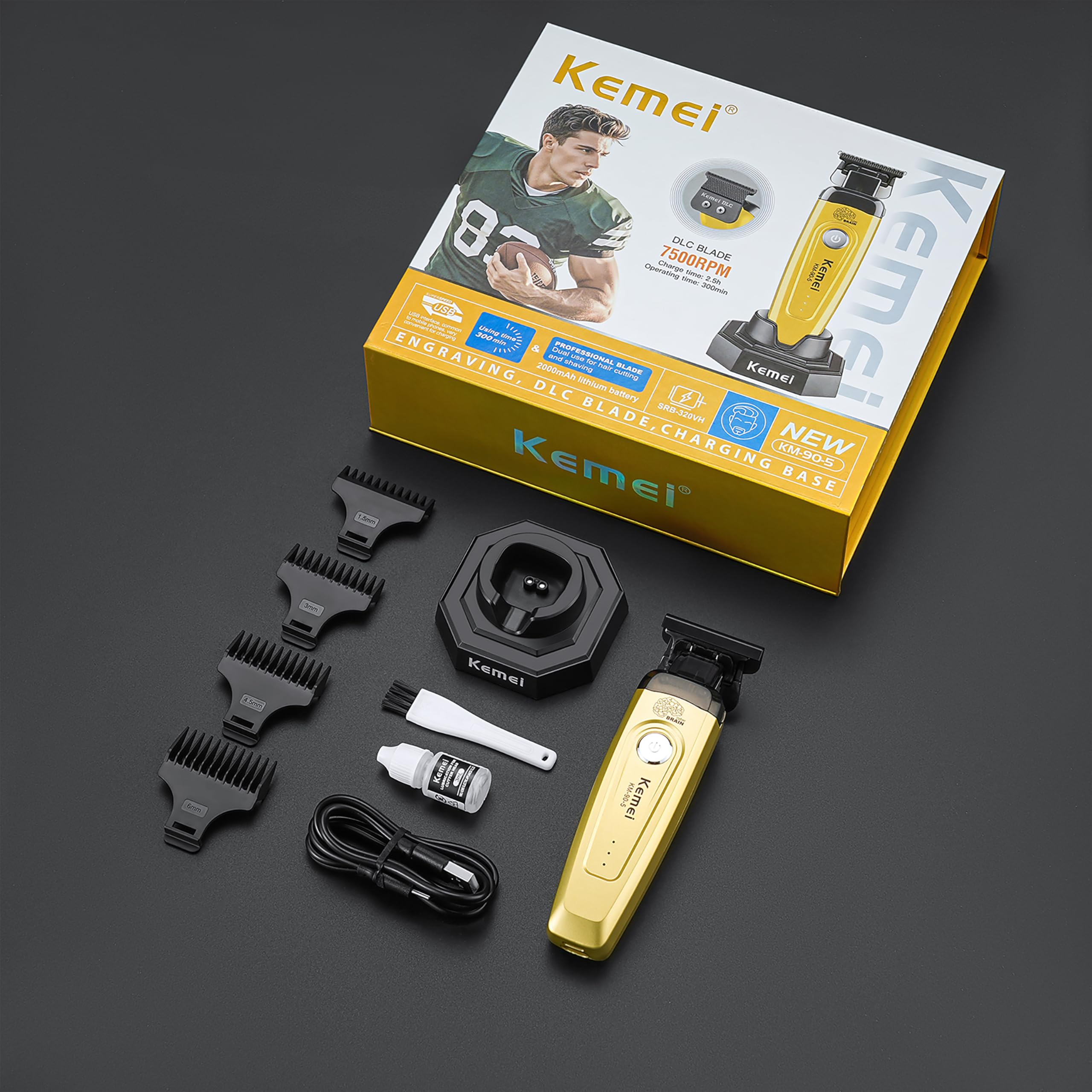 Peigne 6 mm du KEMEI 90-5 pour styles longs.
