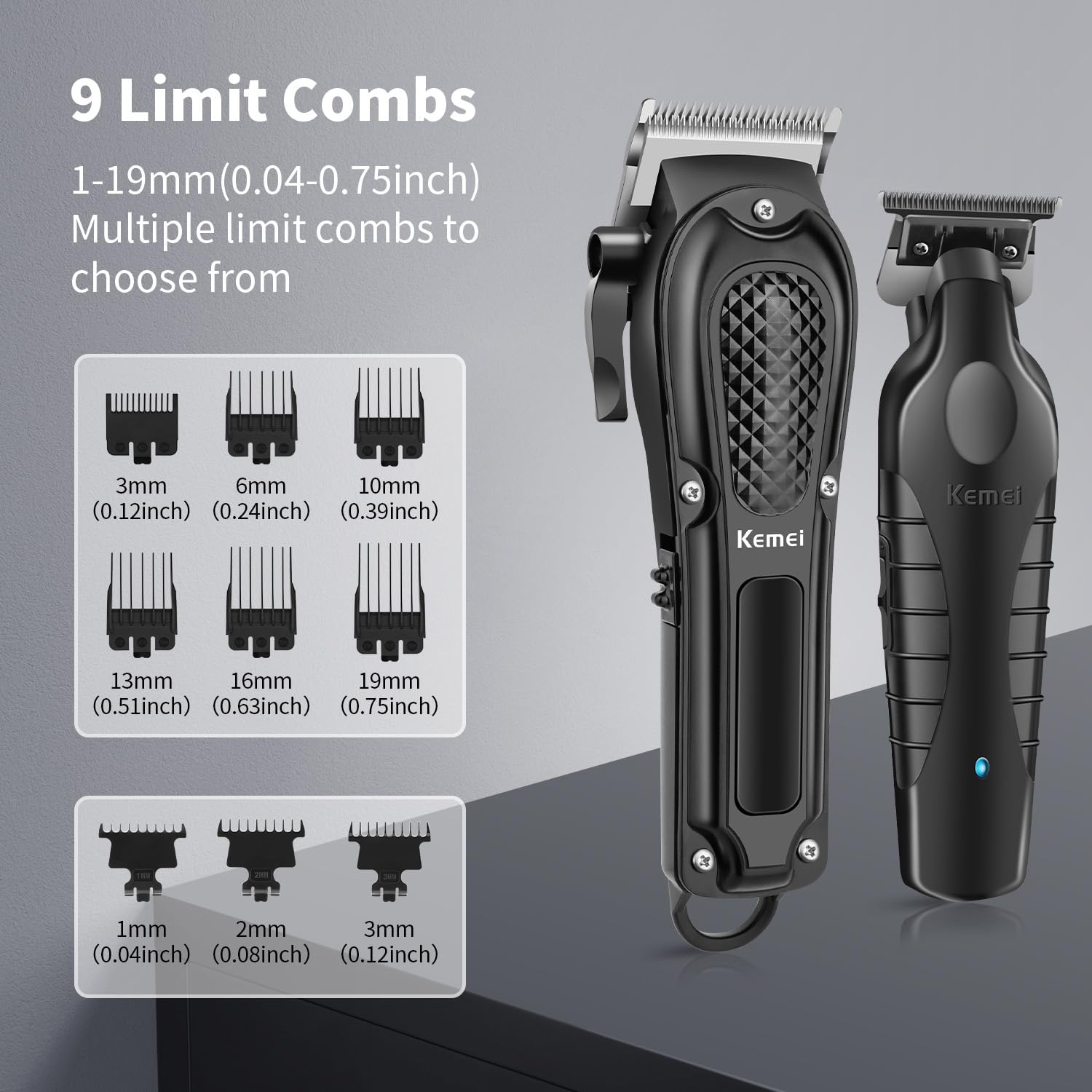 Design élégant du coffret KEMEI, cadeau idéal pour l’entretien des cheveux.