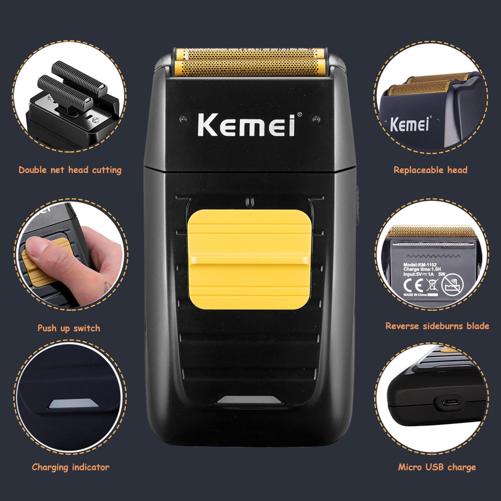 KEMEI Rasoir électrique à feuille KM-1102, rasage confortable