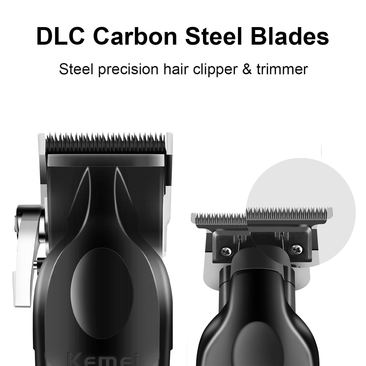 KEMEI set coiffure homme avec guides de longueur pour styles variés.