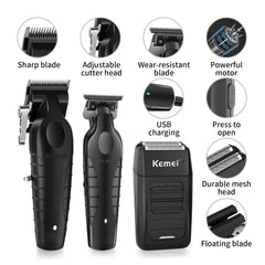 KEMEI trimeur-barbe précision pour contours propres et résultats rapides.