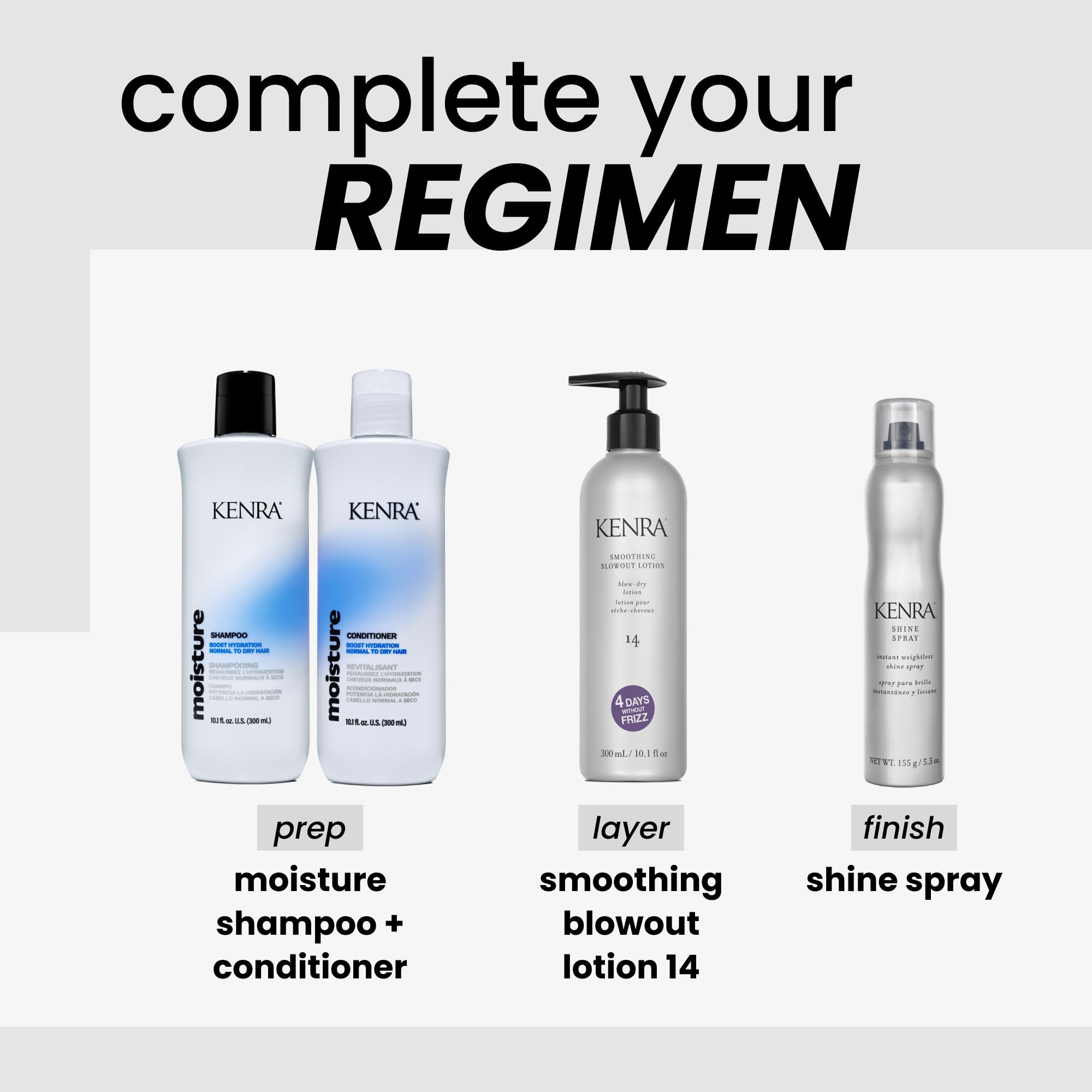 Kenra Shine Spray — défense thermique jusqu’à 428°F pour des coiffages sûrs.
