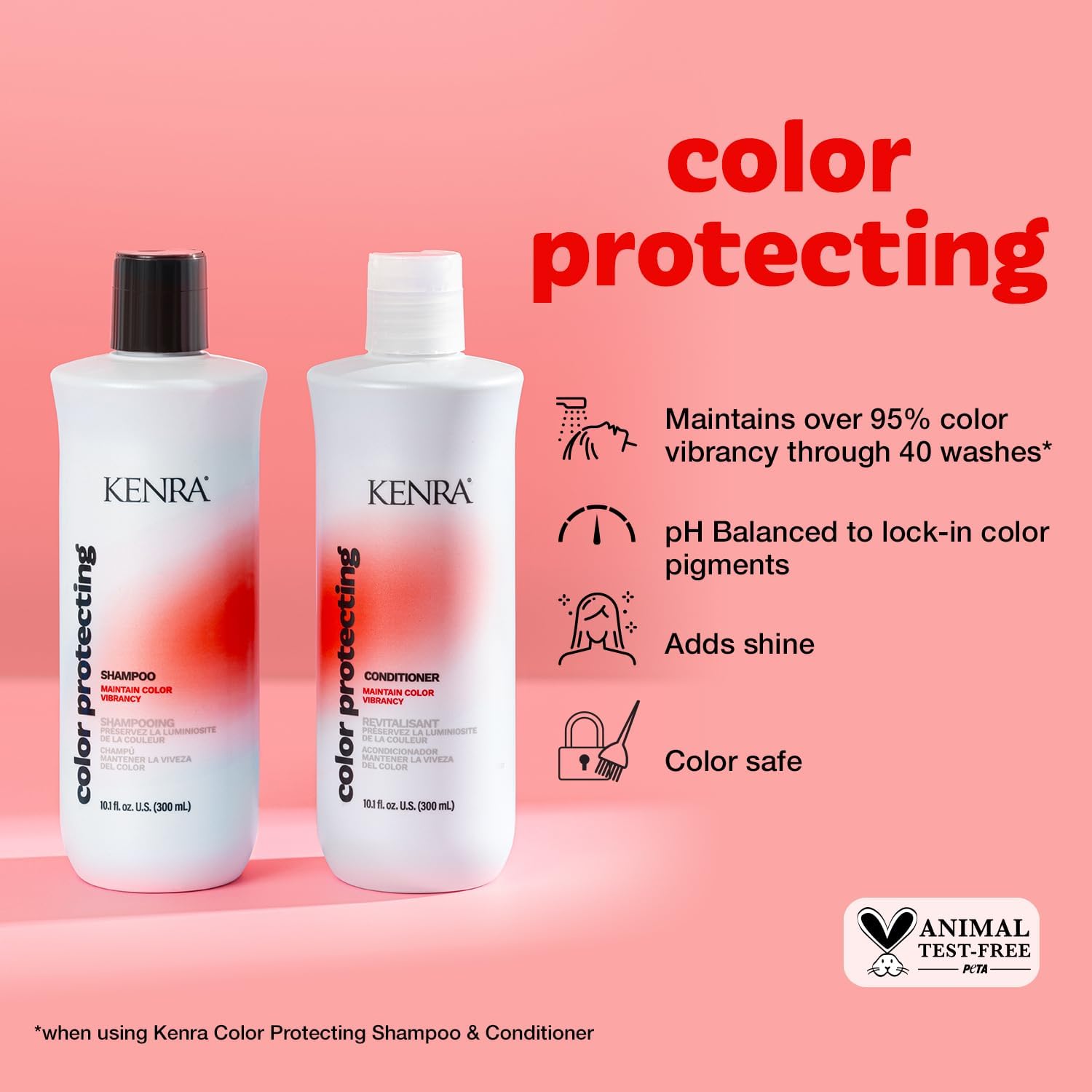 Kenra Conditionneur Protecteur Couleur – flacon démontrant hydration et brillance.