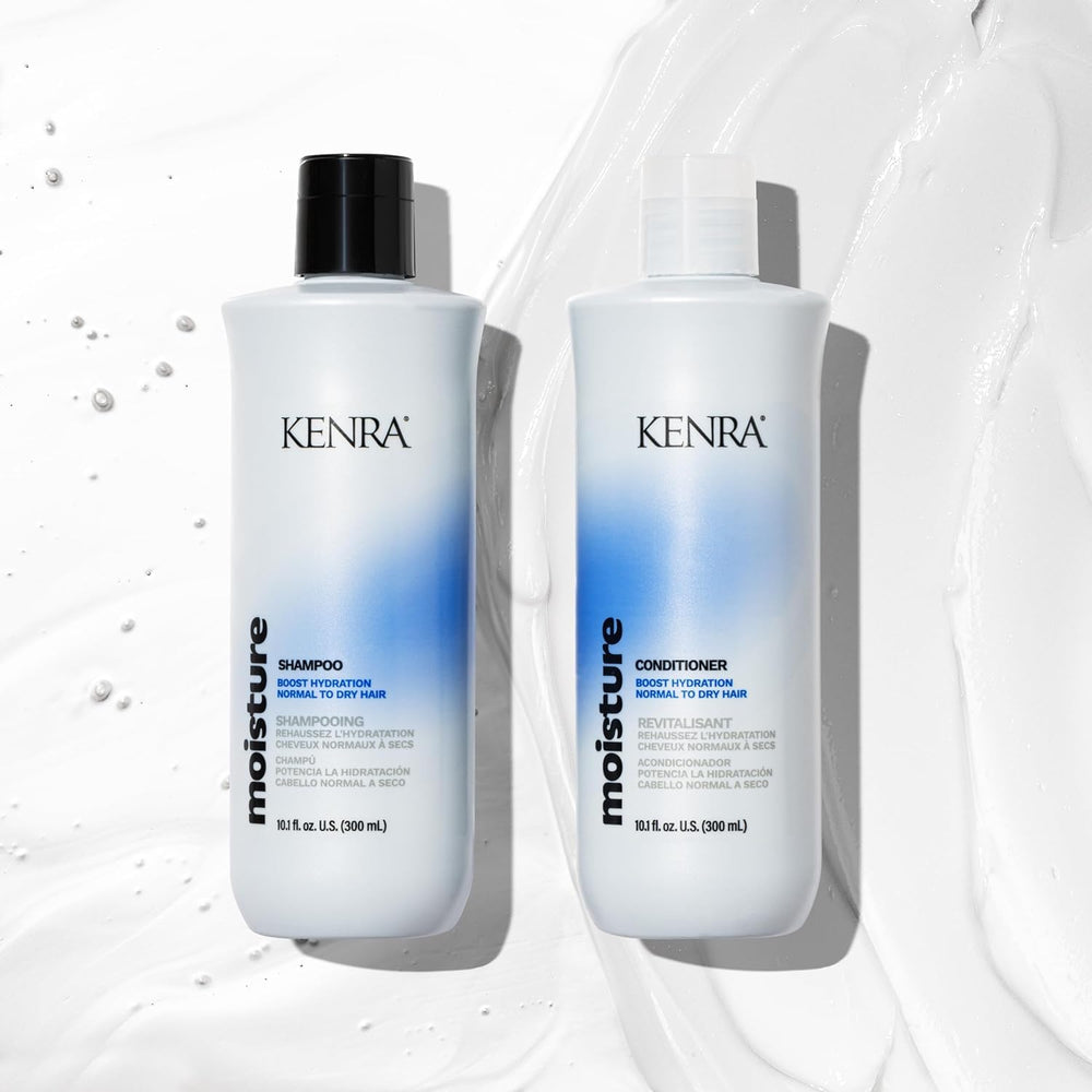 Cheveux brillants et soyeux après l'utilisation du système Kenra Moisture.