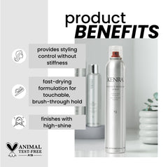 Kenra Perfect Medium Spray : application sur cheveux pour une coiffure maniable.