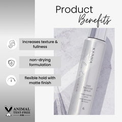 Kenra Platinum Dry Texture Spray — atomiseur en gros plan, application légère et rapide.