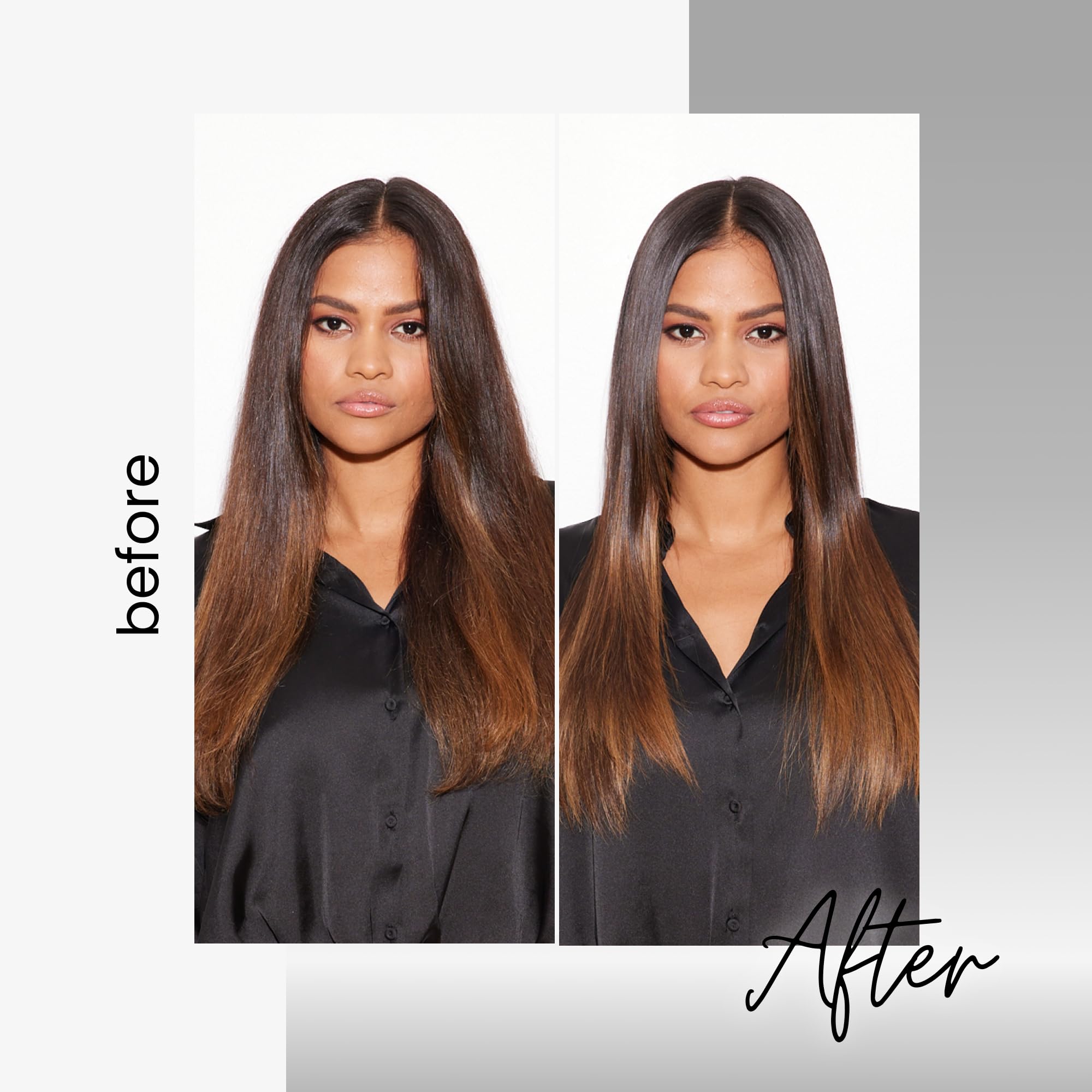 Kenra Platinum Silkening Gloss – application sur cheveux affichant douceur et contrôle des frisottis