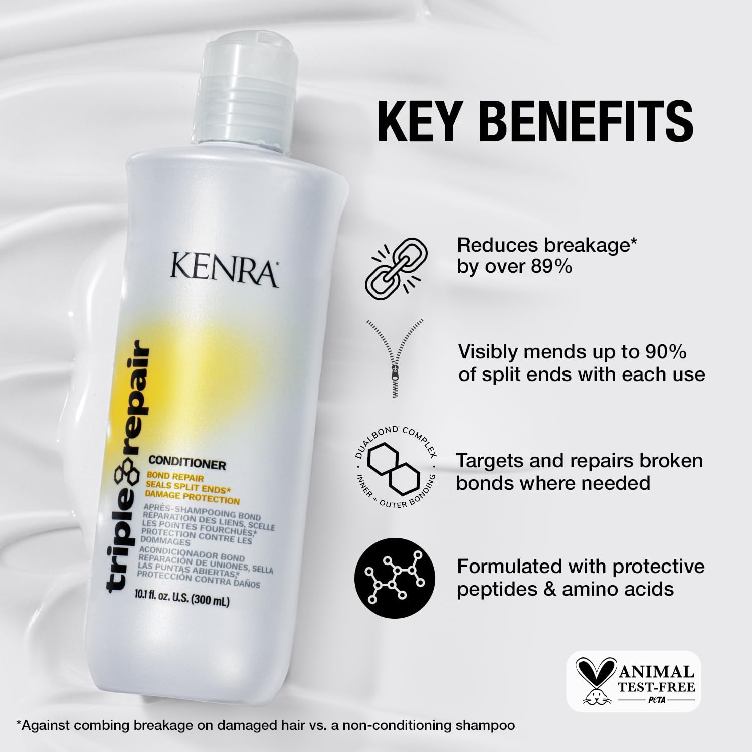Kenra Triple Repair – peptides et acides aminés renforçant les mèches.